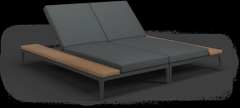 patio Gloster Grid Double Teak Lounger Unit