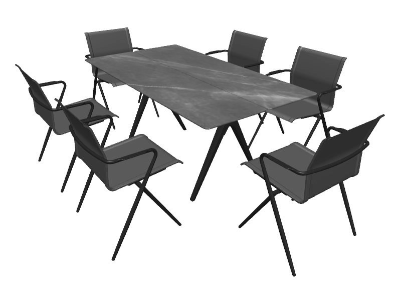 patio Gloster Split Table with 6x Ryder Chairs