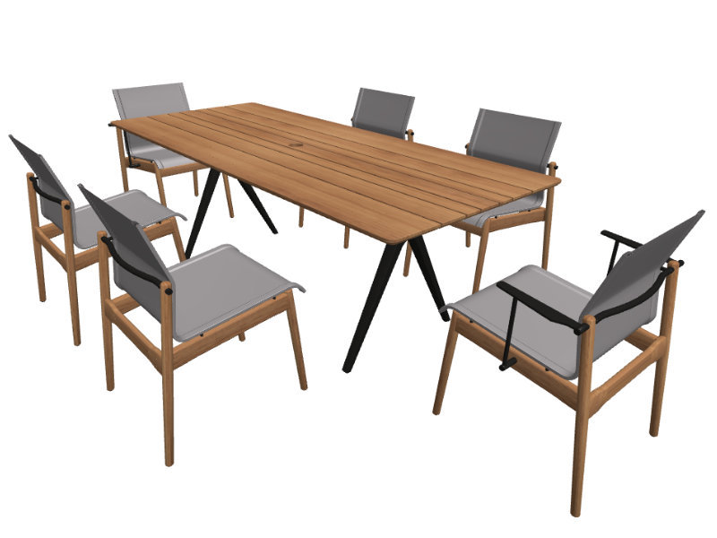 patio Gloster Split Table with 6x Sway Chairs