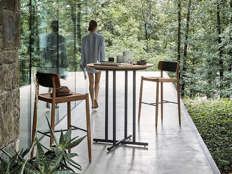 Patio Gloster Whirl 35" Square Teak Top Bar Table