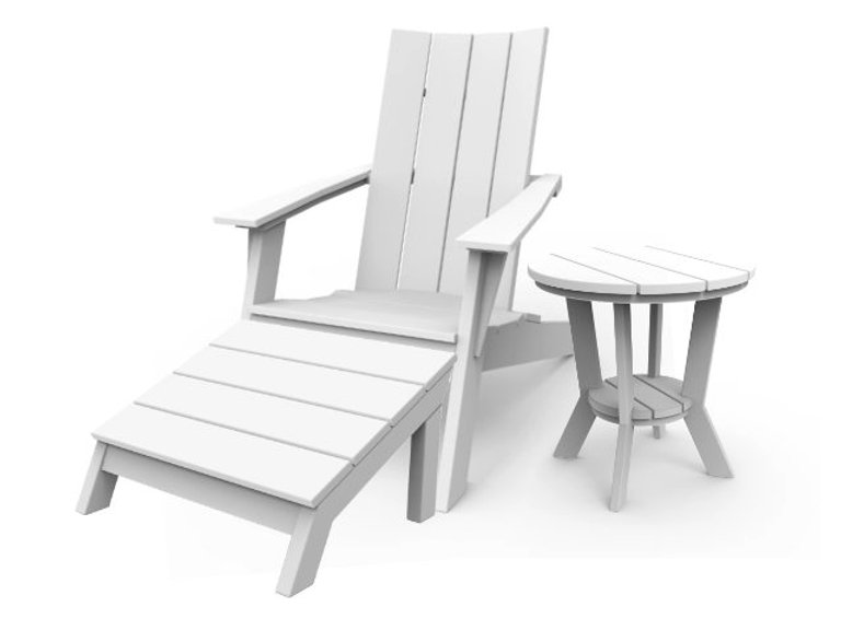 patio Seaside Casual Mad Adirondack Chair Footstool Side Table - 1 Set