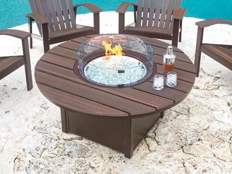 Patio Telescope Casual 54in Round Rustic Top Fire Table