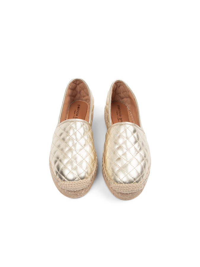patricia Green Patricia Green Women’s Abigail Quilted Slip On Espadrille In Gold Quilted Leather