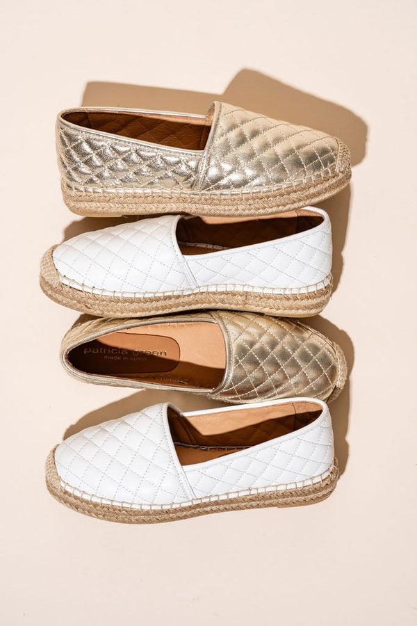 patricia Green Patricia Green Women’s Abigail Quilted Slip On Espadrille In Gold Quilted Leather