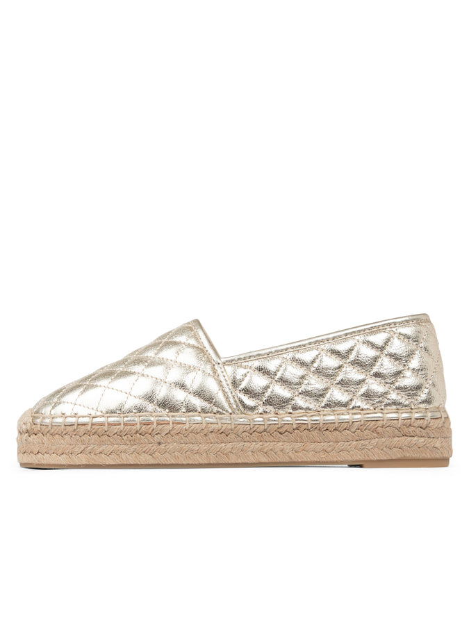 patricia Green Patricia Green Women’s Abigail Quilted Slip On Espadrille In Gold Quilted Leather