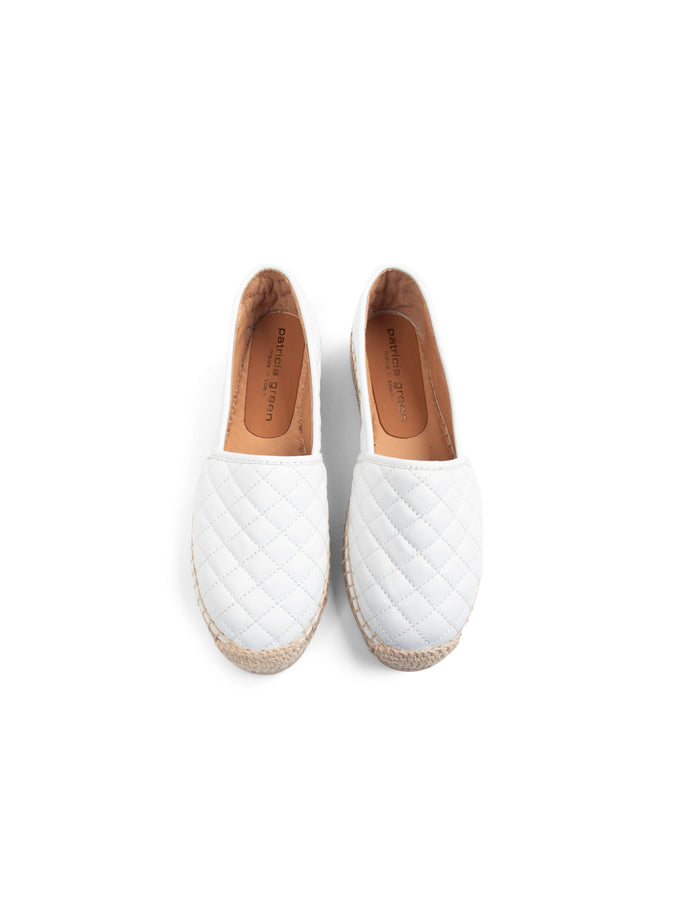 Patricia Green Patricia Green Women’s Abigail Quilted Slip On Espadrille In White Quilted Leather