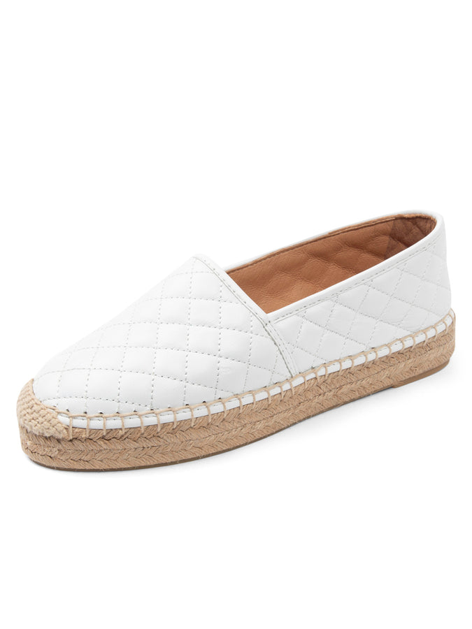patricia green Patricia Green Women’s Abigail Quilted Slip on Espadrille in White Quilted Leather