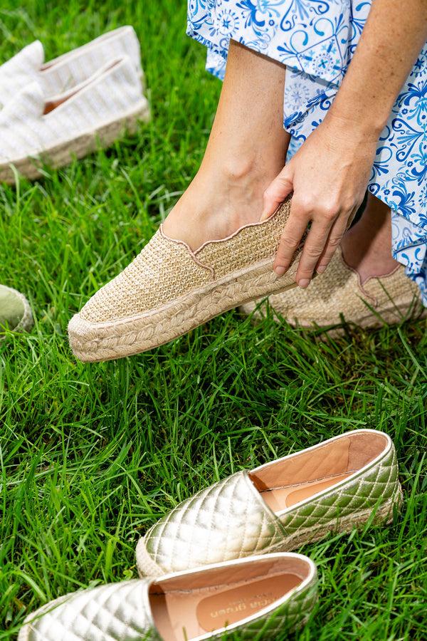 Patricia Green Patricia Green Women’s Abigail Scalloped Raffia Slip On Espadrille In Raffia