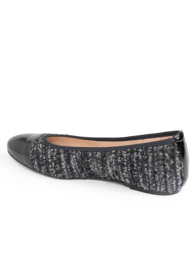 Patricia Green Patricia Green Women’s Adele Cap Toe Ballet Flat In Black/Grey/Navy Tweed/Black Patent