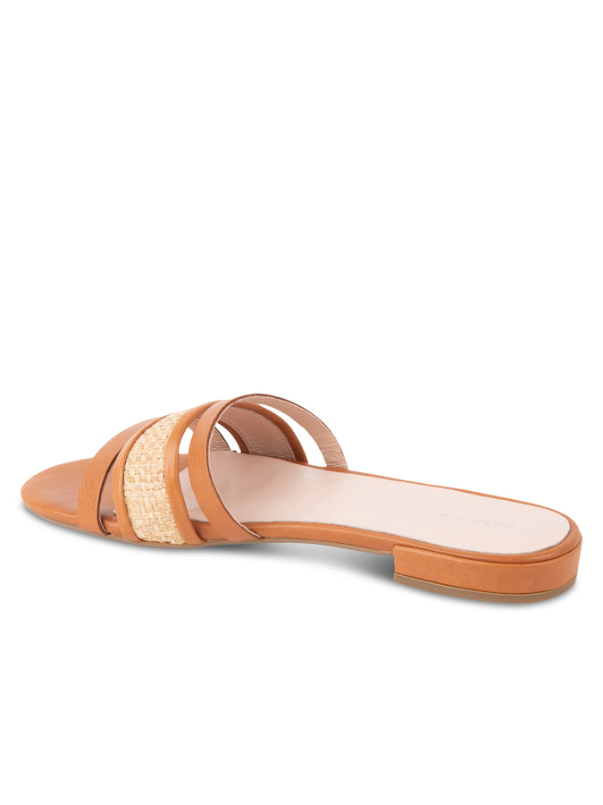 Patricia Green Patricia Green Women’s Amalfi Raffia And Leather Flat Sandal In Cognac
