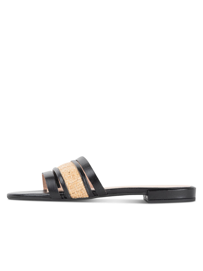 Patricia Green Patricia Green Women’s Amalfi Raffia And Leather Flat Sandal In Black