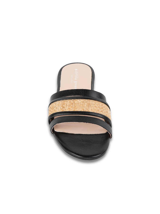 Patricia Green Patricia Green Women’s Amalfi Raffia And Leather Flat Sandal In Black