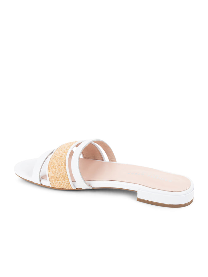 Patricia Green Patricia Green Women’s Amalfi Raffia And Leather Flat Sandal In White