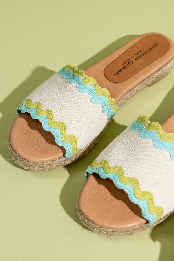 Patricia Green Patricia Green Women’s Ava Ric Rac Slide In Lime/Aqua