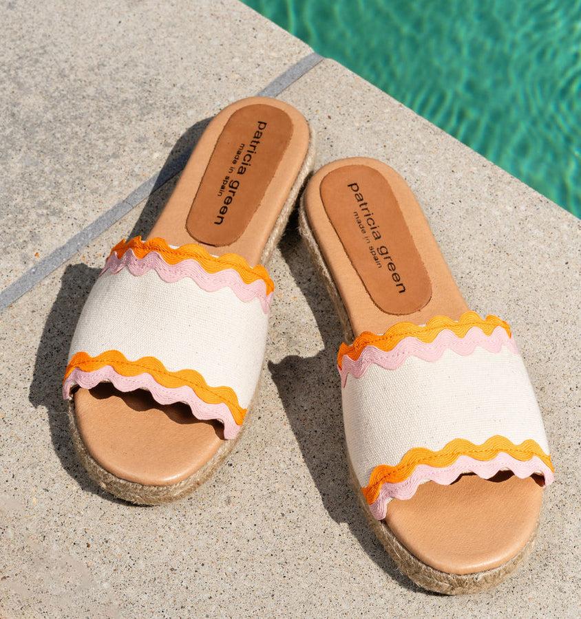 Patricia Green Patricia Green Women’s Ava Ric Rac Slide In Pink/Orange