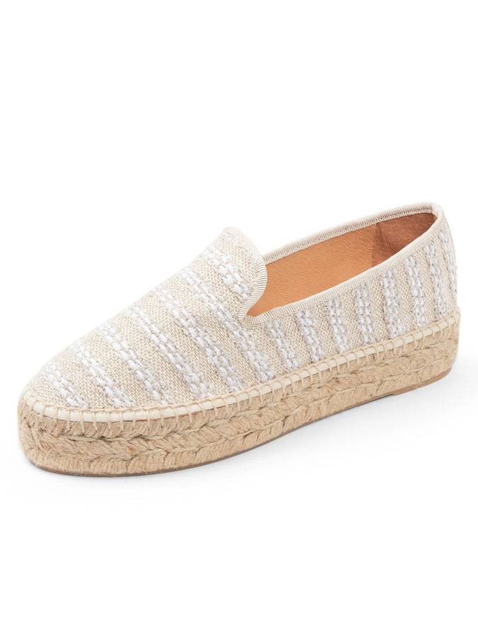 patricia green Patricia Green Women’s Avery Espadrille Loafer in Natural Striped Canvas