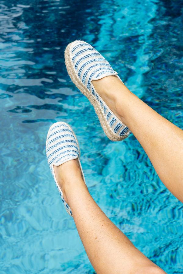 Patricia Green Patricia Green Women’s Avery Espadrille Loafer In Navy Striped Canvas