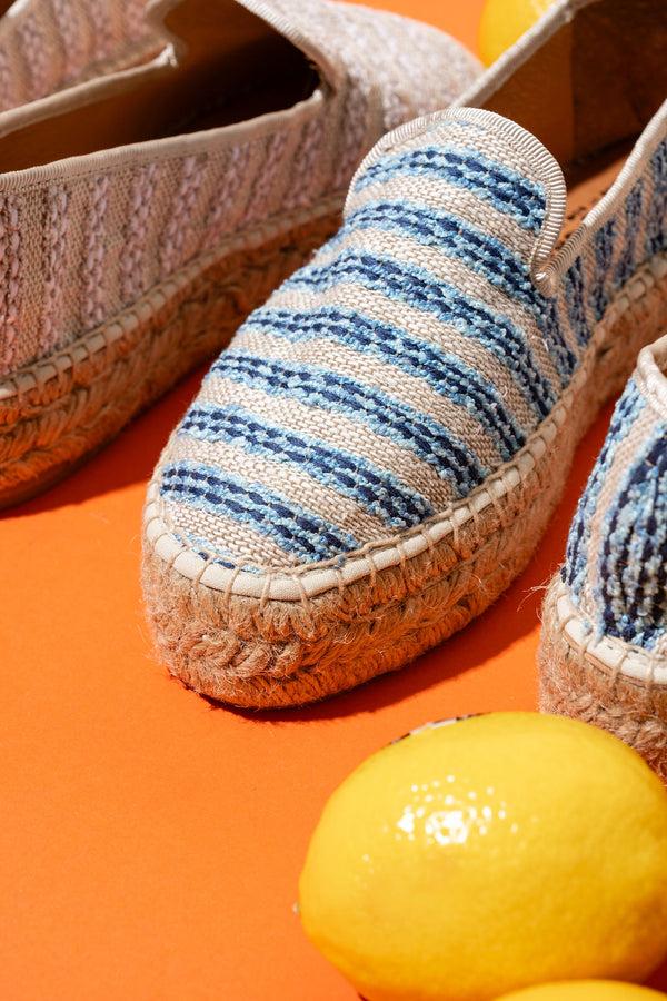 Patricia Green Patricia Green Women’s Avery Espadrille Loafer In Navy Striped Canvas