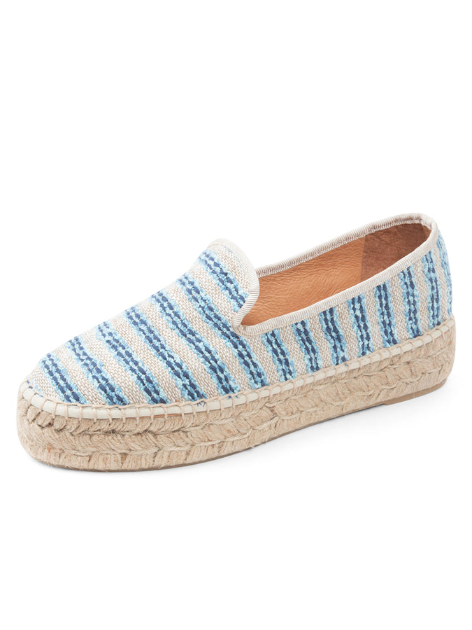 patricia green Patricia Green Women’s Avery Espadrille Loafer in Navy Striped Canvas