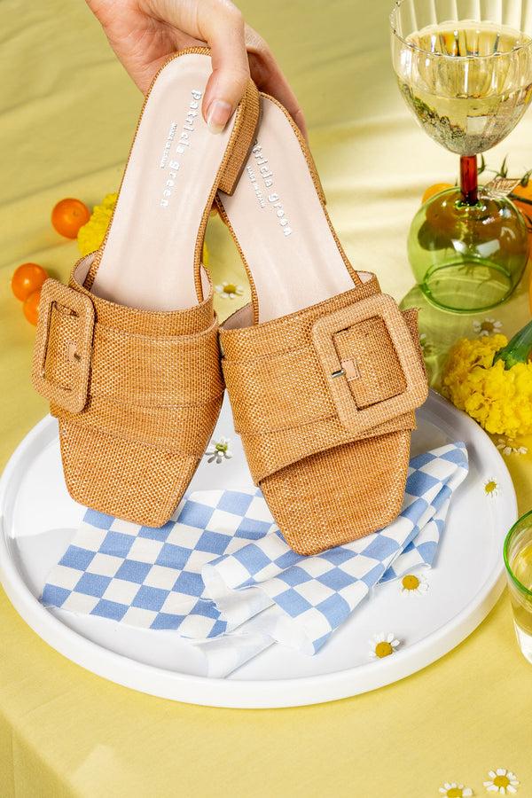Patricia Green Patricia Green Women’s Bali Buckle Sandal In Natural Raffia