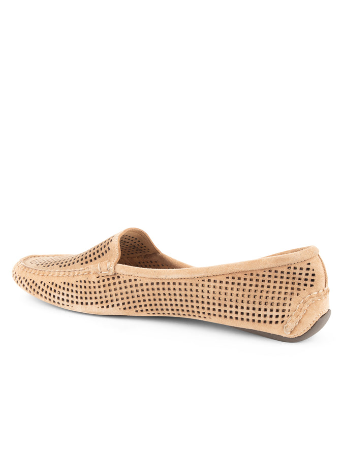 Patricia Green Patricia Green Women’s Barrie Perforated Driving Moccasin In Tan Suede