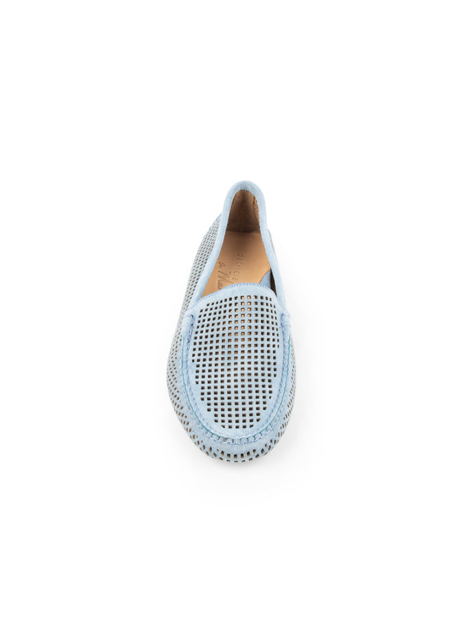 Patricia Green Patricia Green Women’s Barrie Perforated Driving Moccasin In French Blue Suede