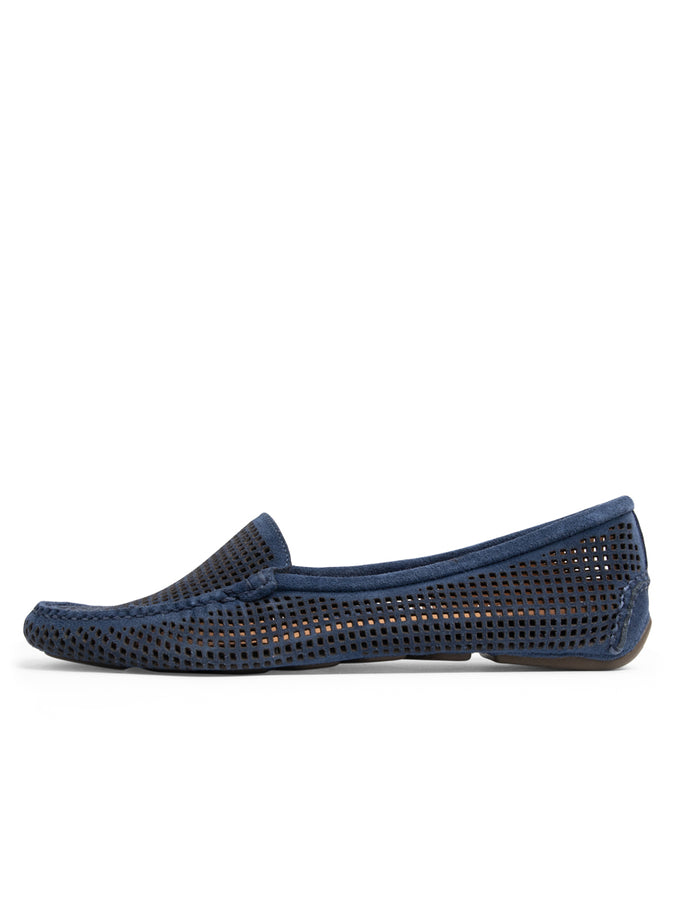 Patricia Green Patricia Green Women’s Barrie Perforated Driving Moccasin In Navy Suede