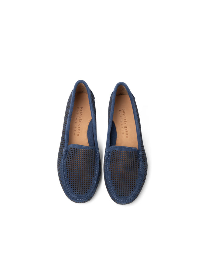 Patricia Green Patricia Green Women’s Barrie Perforated Driving Moccasin In Navy Suede