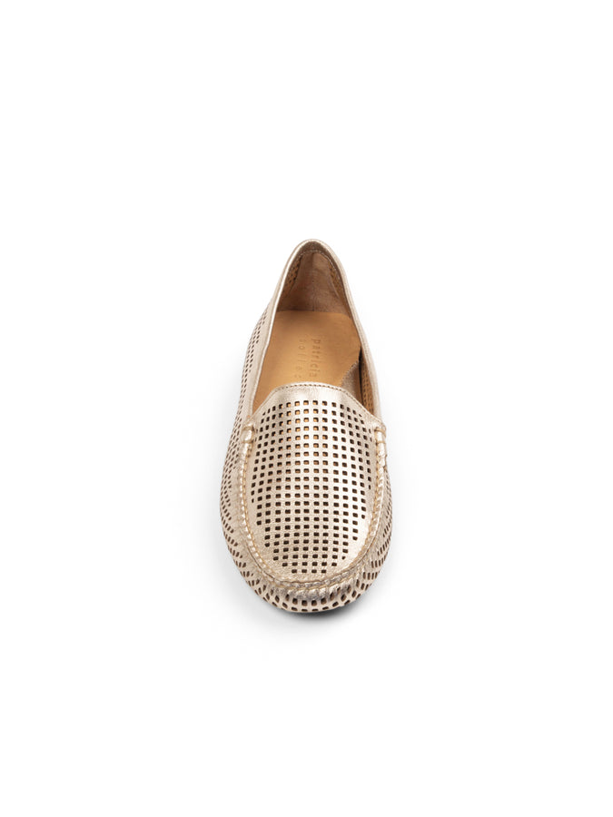 Patricia Green Patricia Green Women’s Barrie Perforated Driving Moccasin In Gold Leather