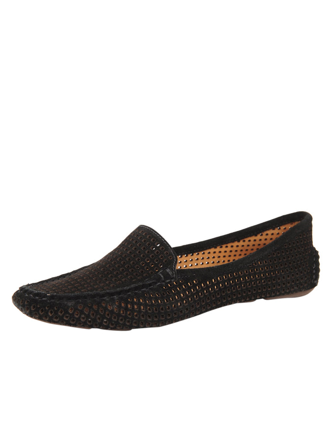 patricia green Patricia Green Women’s Barrie Perforated Driving Moccasin in Black Suede