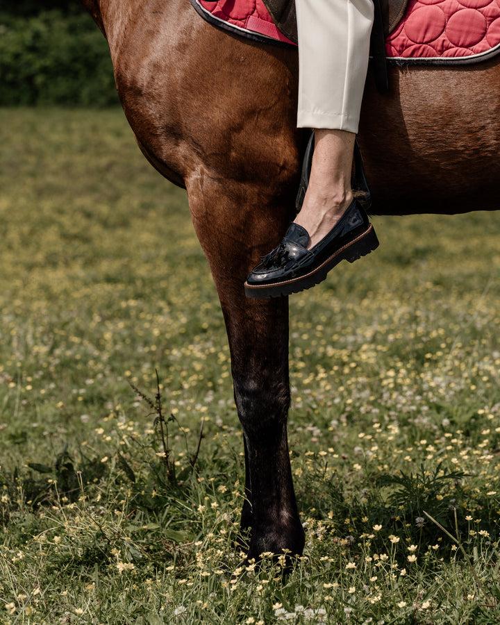 Patricia Green Patricia Green Women’s Beckham Tassel Lug Loafer In Black Patent