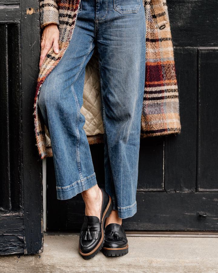 Patricia Green Patricia Green Women’s Beckham Tassel Lug Loafer In Black Nappa