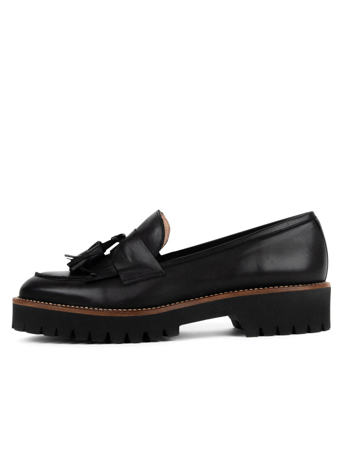Patricia Green Patricia Green Women’s Beckham Tassel Lug Loafer In Black Nappa