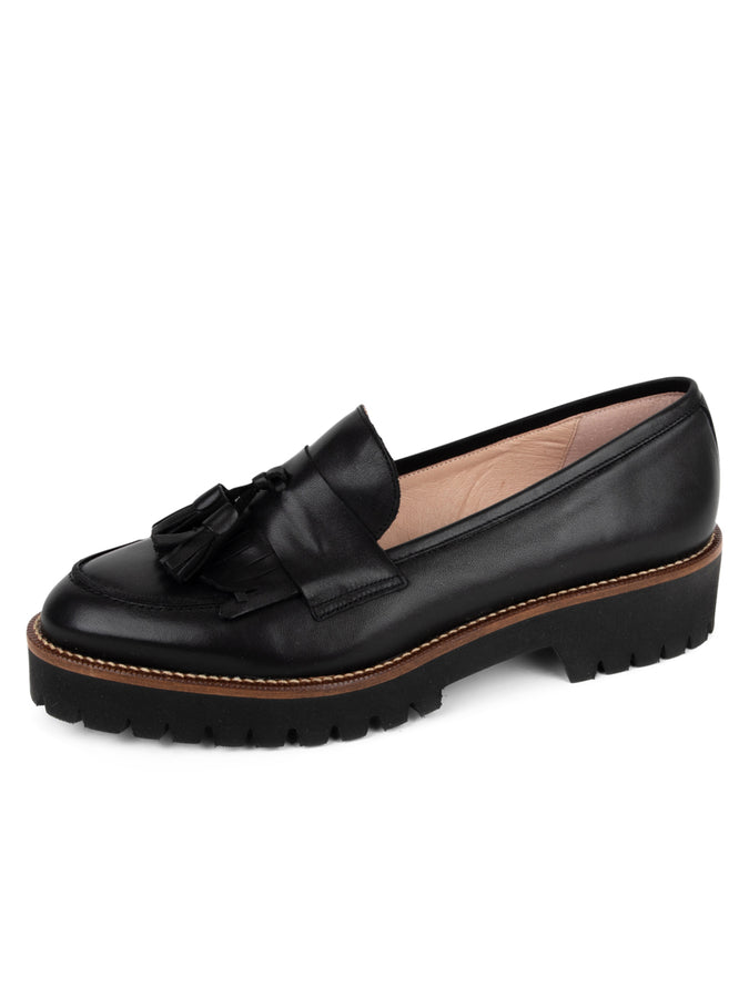 patricia green Patricia Green Women’s Beckham Tassel Lug Loafer in Black Nappa