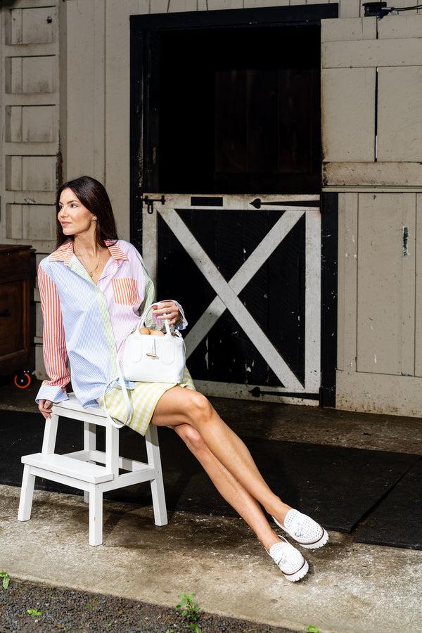 Patricia Green Patricia Green Women’s Beckham Tassel Lug Loafer In White Perforated