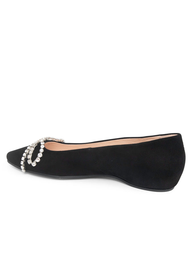 Patricia Green Patricia Green Women’s Bella Crystal Bow Flat In Black Suede