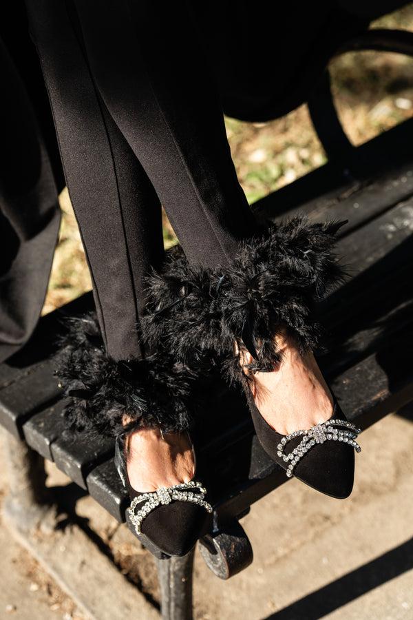 Patricia Green Patricia Green Women’s Bella Crystal Bow Flat In Black Suede