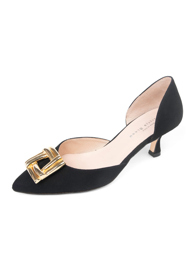 patricia green Patricia Green Women’s Bella d'Orsay Kitten Heel in Black Suede