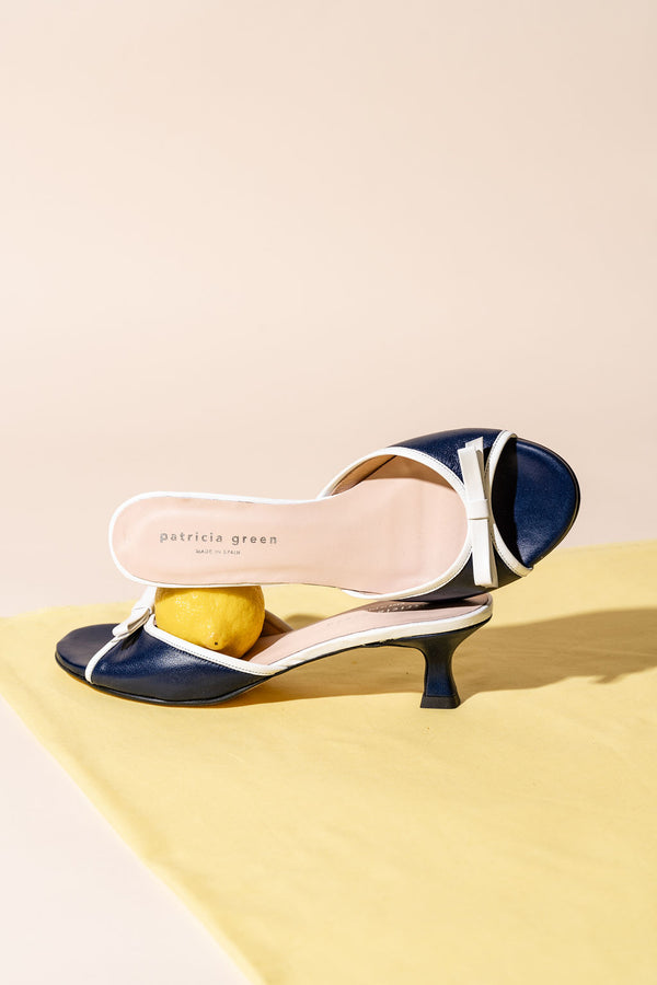 Patricia Green Patricia Green Women’s Bettye Peep Toe Kitten Heel In Navy/White