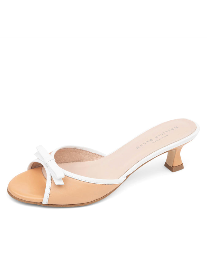patricia green Patricia Green Women’s Bettye Peep Toe Kitten Heel in Nude/White