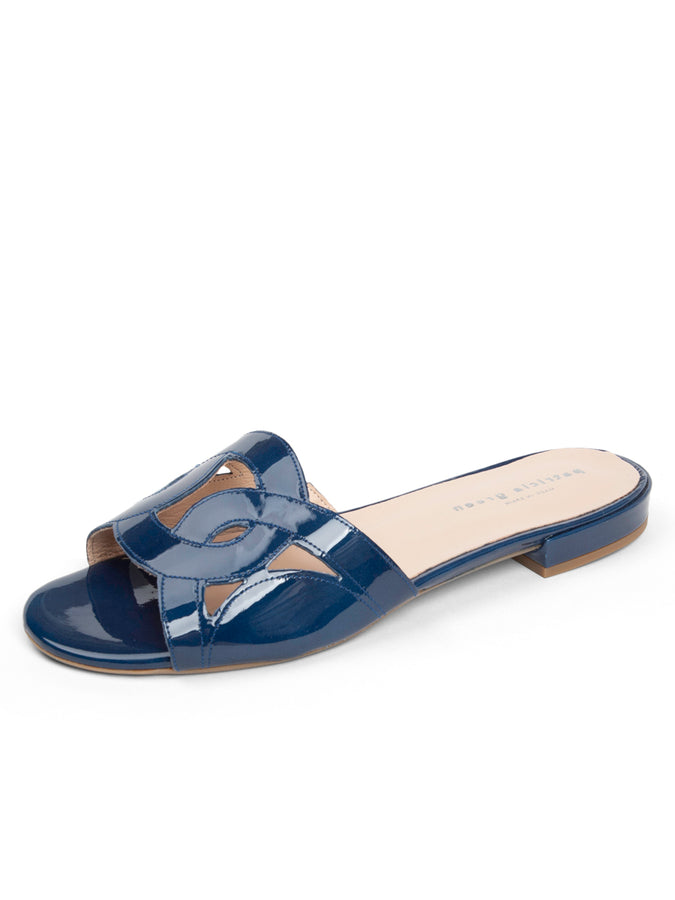 patricia green Patricia Green Women’s Boca Slip-On Sandal in Navy Patent