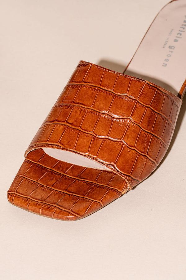 Patricia Green Patricia Green Women’s Brooklyn Square Toe Croc Slide In Cognac Croc