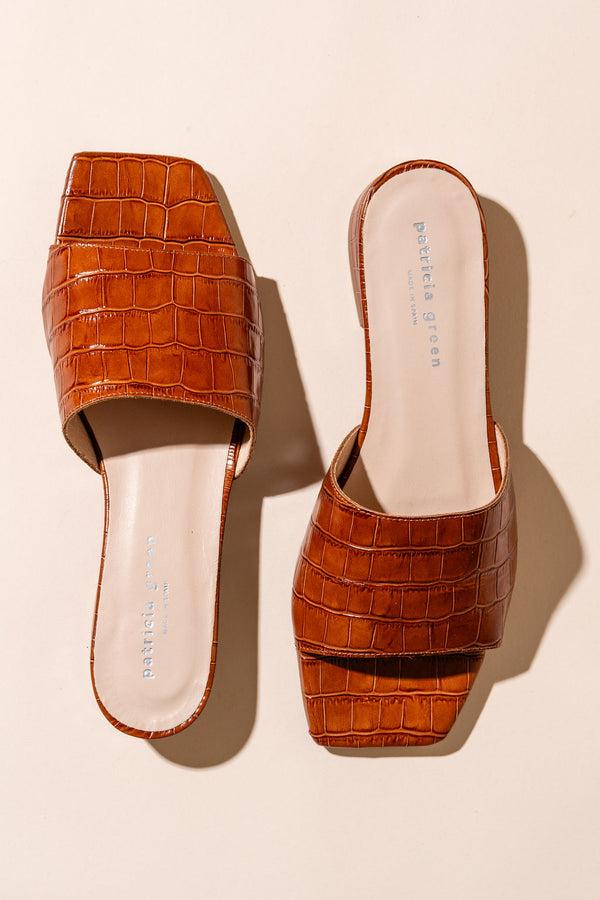 Patricia Green Patricia Green Women’s Brooklyn Square Toe Croc Slide In Cognac Croc