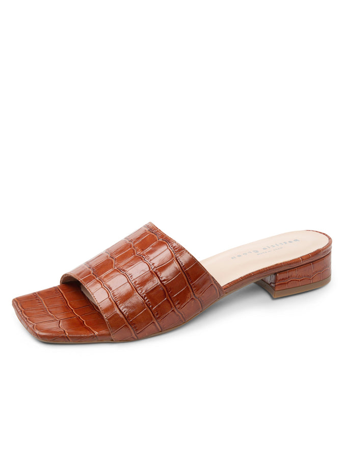 patricia green Patricia Green Women’s Brooklyn Square Toe Croc Slide in Cognac Croc