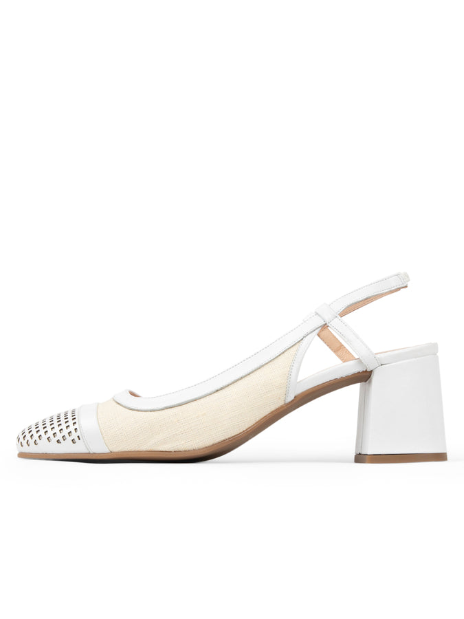 Patricia Green Patricia Green Women’s Brooks Perforated Slingback Block Heel In Natural/White