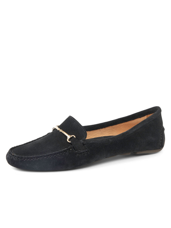 patricia green Patricia Green Women’s Caroline Horsebit Driver in Black Suede