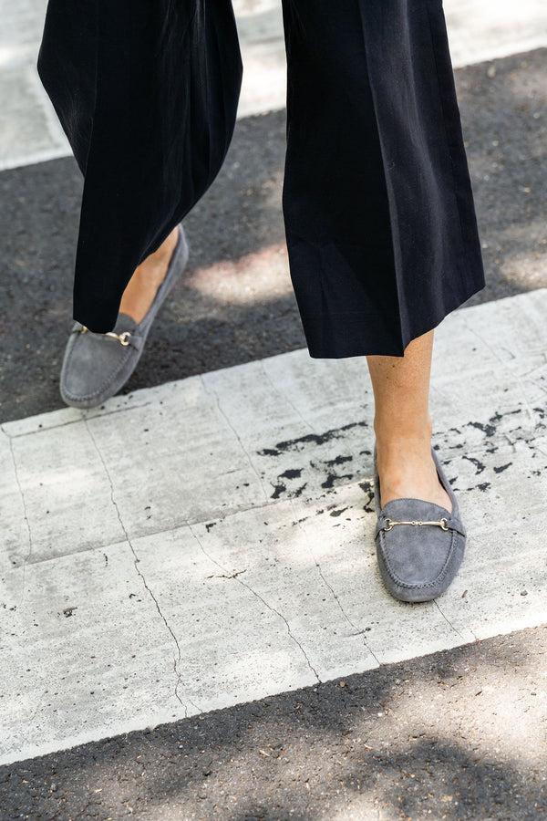 Patricia Green Patricia Green Women’s Caroline Horsebit Driver In Grey Suede