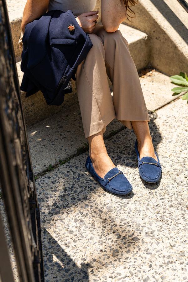 Patricia Green Patricia Green Women’s Caroline Horsebit Driver In Navy Suede