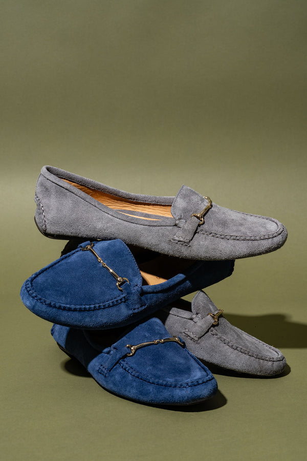 Patricia Green Patricia Green Women’s Caroline Horsebit Driver In Navy Suede