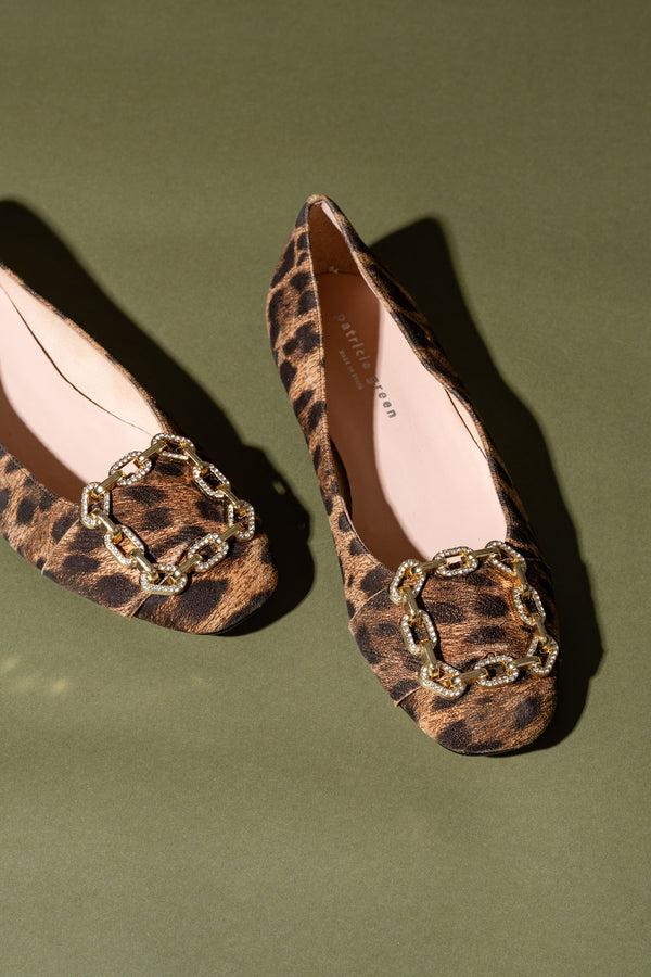 Patricia Green Patricia Green Women’s Celine Chain Link Embellished Flat In Leopard